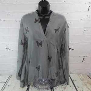 Rachel & Zoe Relaxed Semi Sheer Silk Blend Tunic Top